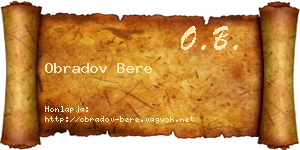 Obradov Bere névjegykártya